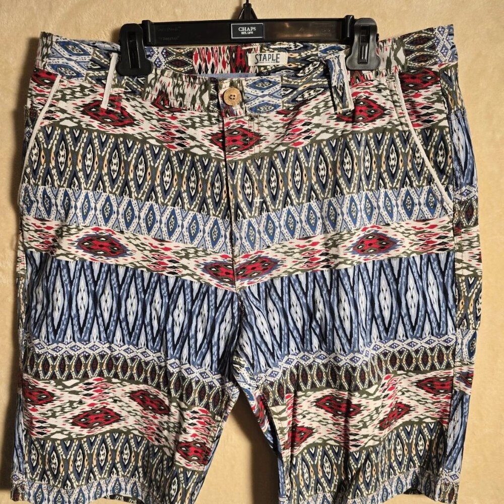 Staple Mens 36 Tribal Aztec Print Shorts Benny Gold‎ Streetwear. 471